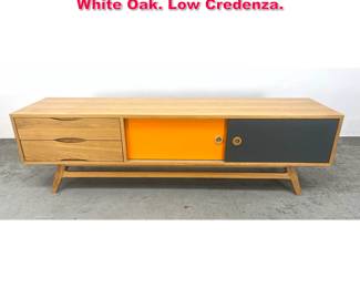 Lot 409 Kardiel Color Pop Media Cabinet, White Oak. Low Credenza. 