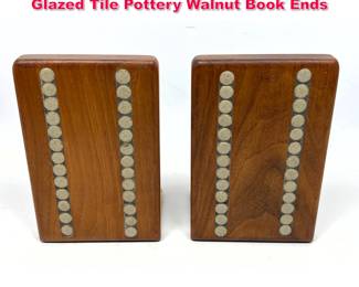 Lot 183 60s Gordon and Jane Marshall Martz Glazed Tile Pottery Walnut Book Ends