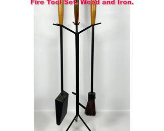 Lot 70 Vintage George Nelson Howard Miller Fire Tool Set. Wood and Iron.