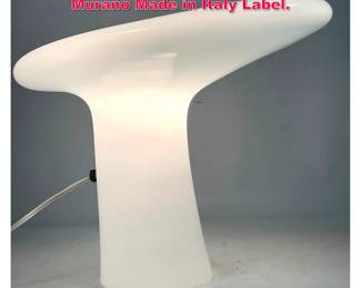 Lot 90 Gino Vistosi White Glass Table Lamp. Murano Made in Italy Label. 