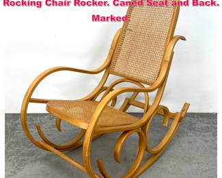 Lot 516 CRASSEVIG Italian Bentwood Rocking Chair Rocker. Caned Seat and Back. Marked. 