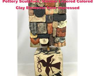 Lot 63 FEDERICO BONOLDI 1993 Studio Pottery Sculpture. Various Layered Colored Clay Elements have impressed