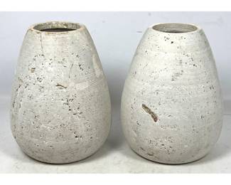 Lot 291 Pr Wheel Turned Stone Vases. 