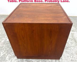 Lot 279 Modernist Walnut Cube Side End Table. Platform Base. Probably Lane. 