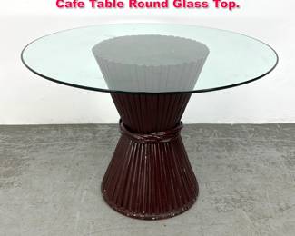 Lot 226 Painted MacGuire style Bamboo Cafe Table Round Glass Top. 