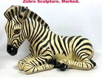 Lot 440 MARWAL Composite Resin Figural Zebra Sculpture. Marked. 
