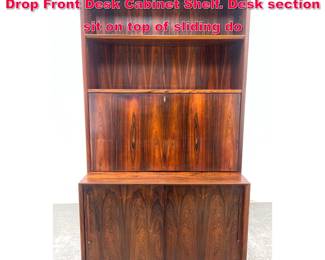 Lot 301 Danish Modern Two Part Rosewood Drop Front Desk Cabinet Shelf. Desk section sit on top of sliding do