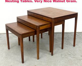 Lot 436 3pc American Modern Walnut Nesting Tables. Very Nice Walnut Grain.