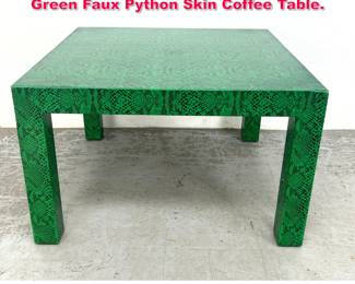 Lot 125 70s Vintage Karl Springer Style Green Faux Python Skin Coffee Table. 