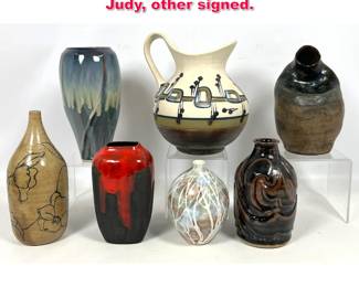Lot 575 7pcs Art Pottery Vases. Arsa Israel, Judy, other signed. 