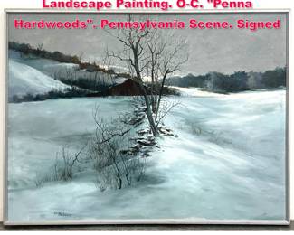 Lot 86 CHARLES PITCHER Snowy Winter Landscape Painting. OC. Penna Hardwoods. Pennsylvania Scene. Signed 