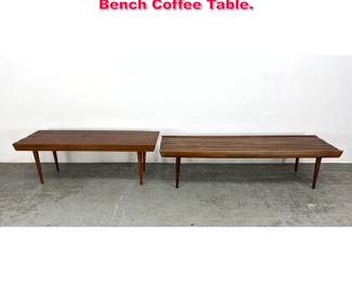Lot 208 2pcs Mid Century Modern Slat Bench Coffee Table. 