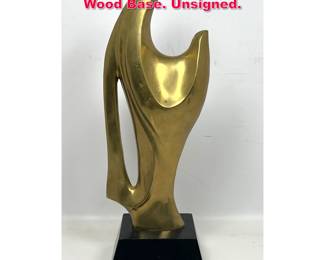 Lot 83 Abstract Modern Brass Sculpture on Wood Base. Unsigned. 