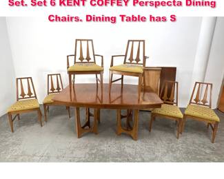 Lot 247 7pc American Modern Walnut Dining Set. Set 6 KENT COFFEY Perspecta Dining Chairs. Dining Table has S