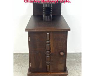 Lot 135 2 tier side table with cabinet base. Charles Dudouyt style.