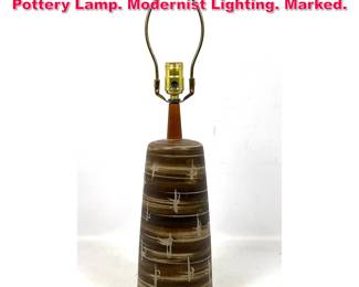 Lot 194 JANE MARTZ for MARSHALL STUDIO Pottery Lamp. Modernist Lighting. Marked. 