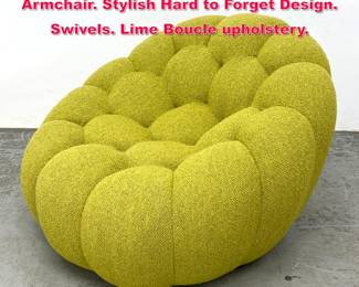 Lot 512 ROCHE BOBOIS Bubble Lounge Armchair. Stylish Hard to Forget Design. Swivels. Lime Boucle upholstery.