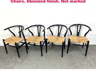 Lot 484 Set 4 Hans Wegner wishbone Dining Chairs. Ebonized finish. Not marked