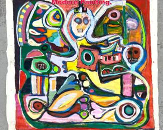 Lot 313 Unstretched Abstract Modern Painting. 