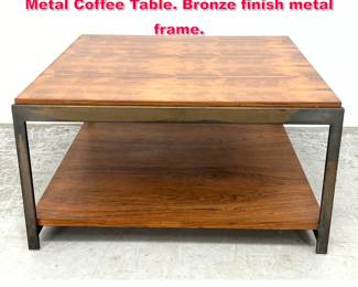 Lot 431 Milo Baughman Style Rosewood and Metal Coffee Table. Bronze finish metal frame. 