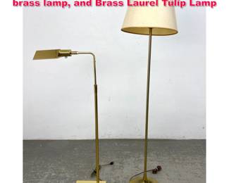 Lot 408 2pcs Lighting. Koch Lowy Adjustable brass lamp, and Brass Laurel Tulip Lamp