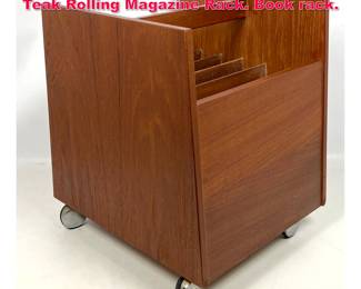 Lot 328 Danish Modern Bruksbo Norway Teak Rolling Magazine Rack. Book rack. 