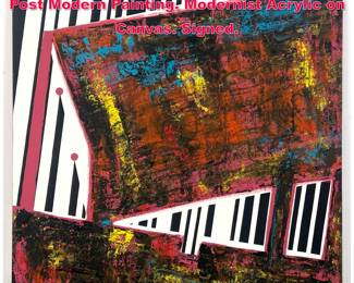Lot 502 Large DENNIS SAKELSON Original Post Modern Painting. Modernist Acrylic on Canvas. Signed. 