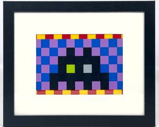 Lot 341 Invader style Mosaic Art. Unmarked.