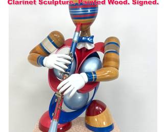 Lot 16 Large Daniel Meyer 1998 Solo Clarinet Sculpture. Painted Wood. Signed. 