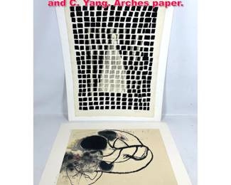 Lot 432 2pc Unframed Art. Michael Silver and C. Yang. Arches paper. 