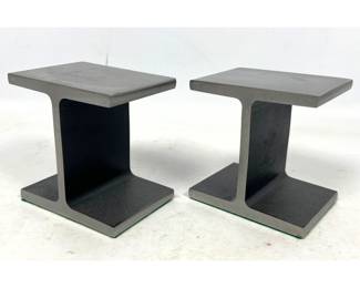 Lot 297 Pr Industrial Steel I Beam Bookends. 