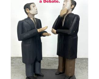 Lot 320 Folk Art Wood Carving Of 2 Men on a Debate. 