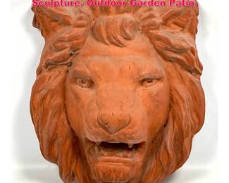 Lot 295 GV Terracotta Lion Head Bust Wall Sculpture. Outdoor Garden Patio. 