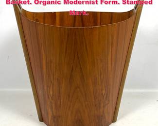 Lot 256 P.S. Heggen Norway Teak Waste Basket. Organic Modernist Form. Stamped Mark. 