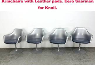 Lot 462 Set of 4 Special Edition Silver Tulip Armchairs with Leather pads. Eero Saarinen for Knoll. 
