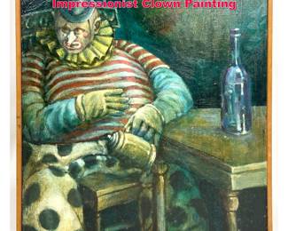 Lot 25 Stefani 63 Oil Painting on Canvas, Impressionist Clown Painting