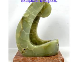 Lot 862 Green Onyx Abstract Modern Sculpture. Unsigned.