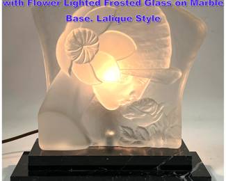 Lot 791 Vintage Stylized Art Deco Woman with Flower Lighted Frosted Glass on Marble Base. Lalique Style