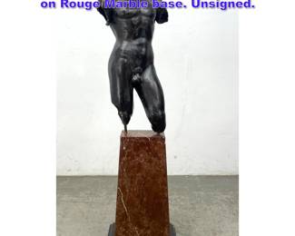Lot 733 Male Nude Torso Bronze Sculpture on Rouge Marble base. Unsigned. 