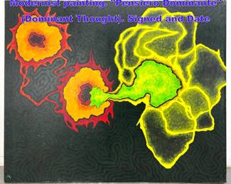 Lot 701 ANTONIO NUVOLI Abstract Modernist painting. Pensiero Dominante Dominant Thought. Signed and Date