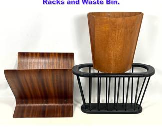 Lot 1164 3pcs Mid Century Modern Magazine Racks and Waste Bin.