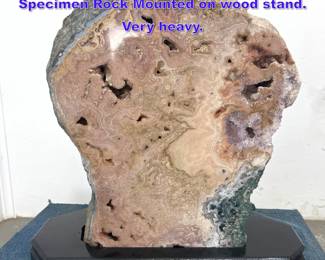 Lot 675 Large Heavy Laguna Agate Specimen Rock Mounted on wood stand. Very heavy. 