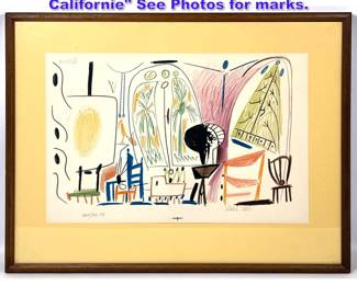 Lot 766 Pablo Picasso Print. L Atelier de La Californie See Photos for marks. 