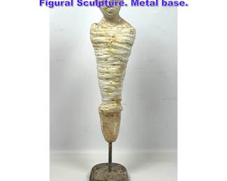 Lot 794 Pottery Mummy Themed Modernist Figural Sculpture. Metal base.