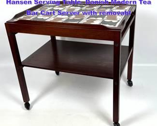 Lot 673 Royal Copenhagen Tiles Severin Hansen Serving Table. Danish Modern Tea Bar Cart Server with removabl