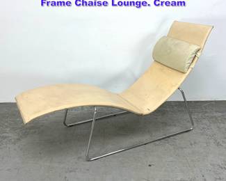 Lot 1031 Modernist Leather and Chrome Frame Chaise Lounge. Cream