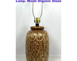 Lot 838 Large Glazed Pottery Modernist Lamp. Warm Organic Glaze