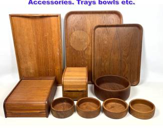 Lot 1177 10pcs Mid Century Modern Teak Accessories. Trays bowls etc. 
