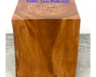 Lot 1165 Natural Wood Cube Stand, Side Table. Low Pedestal. 