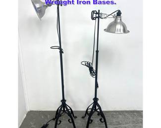 Lot 1027 Pair adjustable task Work Light on Wrought Iron Bases. 